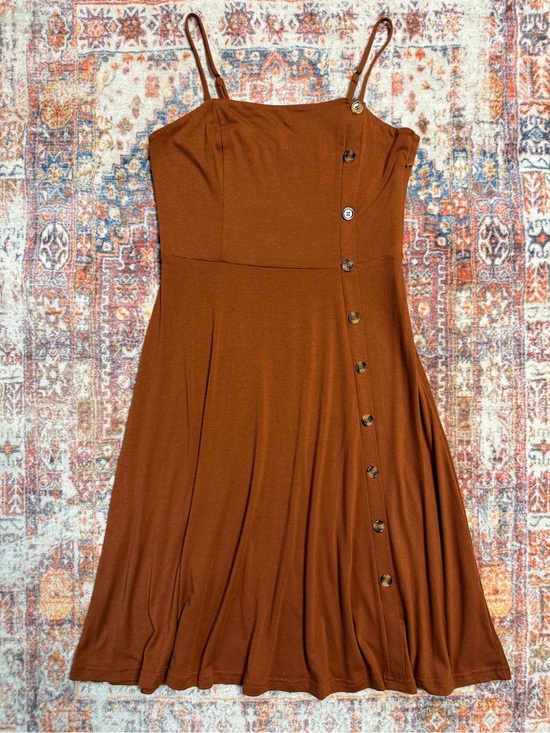 Liyinxi Dresses & Skirts - Liyinxi Rust Orange Brown Button Detail Midi Dress Size Medium